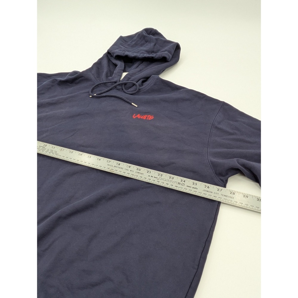 Lacoste LIVE Pullover Sweatshirt Size 2XL Navy Cloud Print Hoodie Tennis Players - Picture 6 of 11